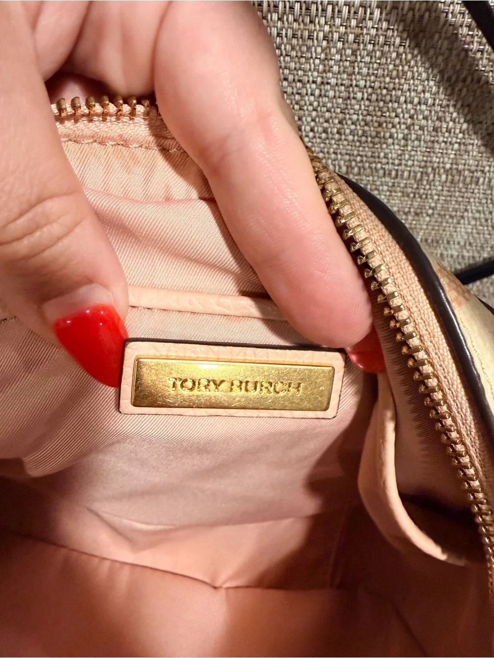 Tory Burch Pink Plaid Leather Crossbody Purse